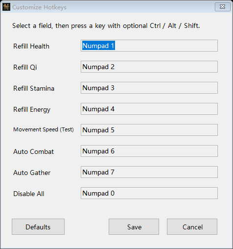 Custom hotkeys — Actual client interface